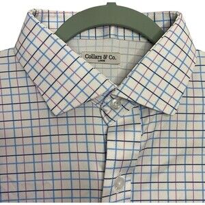 Collars & Co Shirt Men L Tattersall Plaid Button Up Long Sleeve Dress Collar NEW